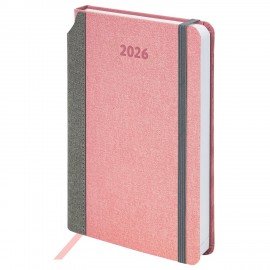 Ежедневник датированный 2026 А5 138x213мм BRAUBERG Mosaic, под кожу, карман для ручки, розовый, 117115