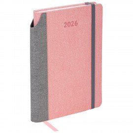 Ежедневник датированный 2026 А5 138x213мм BRAUBERG Mosaic, под кожу, карман для ручки, розовый, 117115