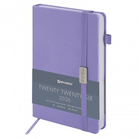 Ежедневник датированный 2026 А5 138x213мм BRAUBERG Control, под кожу, держатель для ручки, сиреневый, 117125