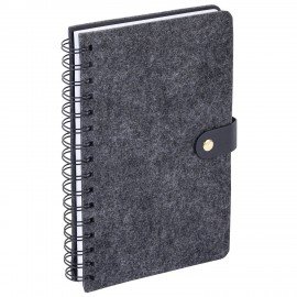 Ежедневник недатированный А5 135х210мм BRAUBERG "Felt" на гребне, войлок, кнопка 160л, черный, 117132