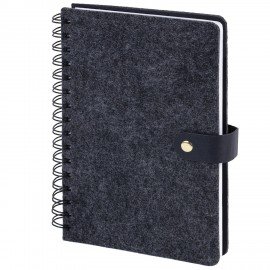 Ежедневник недатированный А5 135х210мм BRAUBERG "Felt" на гребне, войлок, кнопка 160л, черный, 117132
