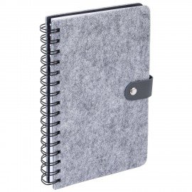 Ежедневник недатированный А5 135х210мм BRAUBERG Felt на гребне, войлок, кнопка 160л, серый, 117133