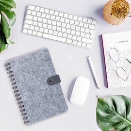 Ежедневник недатированный А5 135х210мм BRAUBERG Felt на гребне, войлок, кнопка 160л, серый, 117133