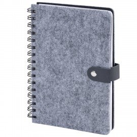 Ежедневник недатированный А5 135х210мм BRAUBERG Felt на гребне, войлок, кнопка 160л, серый, 117133