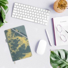 Блокнот А5 135x210мм BRAUBERG Denim, ткань/экокожа, резинка, держатель, 80л клетка, синий, 117139