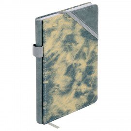 Блокнот А5 135x210мм BRAUBERG Denim, ткань/экокожа, резинка, держатель, 80л клетка, синий, 117139