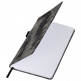 Блокнот А5 135x210мм BRAUBERG Denim, ткань/экокожа, резинка, держатель, 80л клетка, черный, 117140