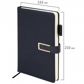 Ежедневник недатированный А5 143х210мм BRAUBERG Deluxe, под кожу, магнит 160л, черный, 117414, 117141