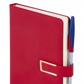 Ежедневник недатированный А5 143х210мм BRAUBERG Deluxe, под кожу, магнит 160л, красный, 117142