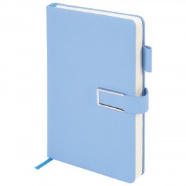 Ежедневник недатированный А5 143х210мм BRAUBERG Deluxe, под кожу, магнит 160л, голубой, 117144