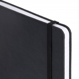 Блокнот А5 135x212мм BRAUBERG "Soft touch" под кожу, резинка, держатель, 80л клетка, черный, 117145