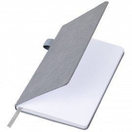 Блокнот А5 135x212мм BRAUBERG "Soft touch" под кожу, резинка, держатель, 80л клетка, серый, 117146