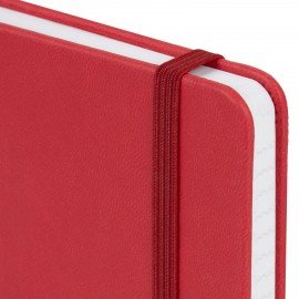 Блокнот А5 135x212мм BRAUBERG "Soft touch" под кожу, резинка, держатель, 80л клетка, красный, 117147
