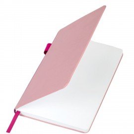 Блокнот А5 135x212мм BRAUBERG "Soft touch" под кожу, резинка, держатель, 80л клетка, розовый, 117148