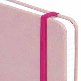 Блокнот А5 135x212мм BRAUBERG "Soft touch" под кожу, резинка, держатель, 80л клетка, розовый, 117148