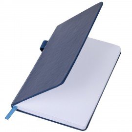 Блокнот А5 135x212мм BRAUBERG "Soft touch" под кожу, резинка, держатель, 80л клетка, синий, 117149