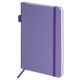 Блокнот А5 135x212мм BRAUBERG "Soft touch" под кожу, резинка, держатель, 80л клетка, сиреневый, 117150