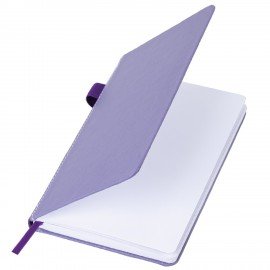 Блокнот А5 135x212мм BRAUBERG "Soft touch" под кожу, резинка, держатель, 80л клетка, сиреневый, 117150