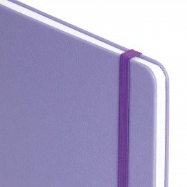 Блокнот А5 135x212мм BRAUBERG "Soft touch" под кожу, резинка, держатель, 80л клетка, сиреневый, 117150