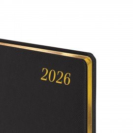 Еженедельник датированный 2026 БОЛЬШОЙ ФОРМАТ 210х297мм А4 BRAUBERG Iguana, под кожу, черный, 117153