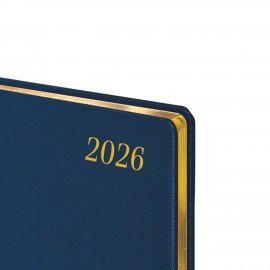 Еженедельник датированный 2026 БОЛЬШОЙ ФОРМАТ 210х297мм А4 BRAUBERG Iguana, под кожу, синий, 117155
