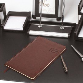 Еженедельник датированный 2026 БОЛЬШОЙ ФОРМАТ 210х297мм А4 BRAUBERG Imperial, под кожу, коричневый, 117156