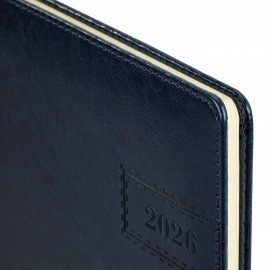 Еженедельник датированный 2026 БОЛЬШОЙ ФОРМАТ 210х297мм А4 BRAUBERG Imperial, под кожу, синий, 117157