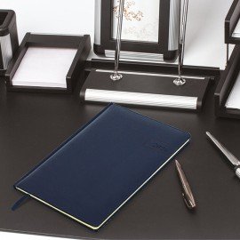 Еженедельник датированный 2026 БОЛЬШОЙ ФОРМАТ 210х297мм А4 BRAUBERG Imperial, под кожу, синий, 117157