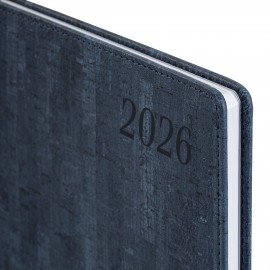 Еженедельник датированный 2026 БОЛЬШОЙ ФОРМАТ 210х297мм А4 BRAUBERG Wood, под кожу, синий, 117158