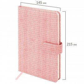 Еженедельник датированный 2026 А5 145х215мм BRAUBERG Augustus, под кожу, розовый, 117163