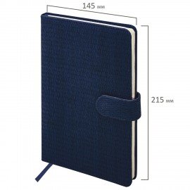 Еженедельник датированный 2026 А5 145х215мм BRAUBERG Augustus, под кожу, темно-синий, 117164