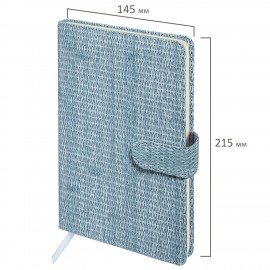 Еженедельник датированный 2026 А5 145х215мм BRAUBERG Augustus, под кожу, голубой, 117165