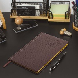 Еженедельник датированный 2026 А5 145х215мм BRAUBERG Comodo, под кожу, темно-коричнев, 117166