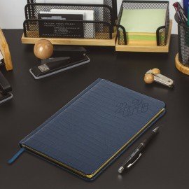 Еженедельник датированный 2026 А5 145х215мм BRAUBERG Comodo, под кожу, темно-синий, 117167