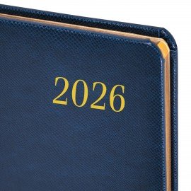 Еженедельник датированный 2026 А5 145х215мм BRAUBERG Iguana, под кожу, синий, 117170