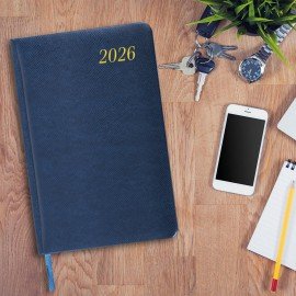 Еженедельник датированный 2026 А5 145х215мм BRAUBERG Iguana, под кожу, синий, 117170