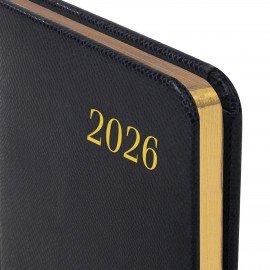 Еженедельник датированный 2026 А5 145х215мм BRAUBERG Iguana, под кожу, черный, 117171