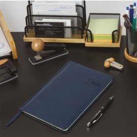 Еженедельник датированный 2026 А5 145х215мм BRAUBERG Imperial, под кожу, синий, 117174