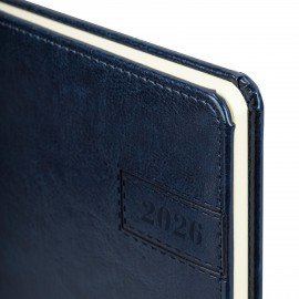 Еженедельник датированный 2026 А5 145х215мм BRAUBERG Imperial, под кожу, синий, 117174