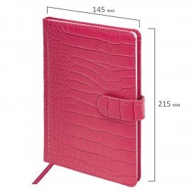Еженедельник датированный 2026 А5 145х215мм BRAUBERG Party, под кожу, розовый, 117176