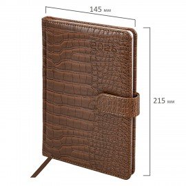 Еженедельник датированный 2026 А5 145х215мм BRAUBERG Party, под кожу, коричневый, 117177