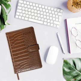 Еженедельник датированный 2026 А5 145х215мм BRAUBERG Party, под кожу, коричневый, 117177