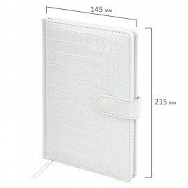 Еженедельник датированный 2026 А5 145х215мм BRAUBERG Party, под кожу, белый, 117179