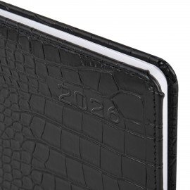 Еженедельник датированный 2026 А5 145х215мм BRAUBERG Party, под кожу, черный, 117180