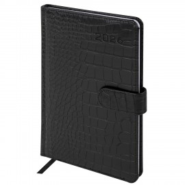 Еженедельник датированный 2026 А5 145х215мм BRAUBERG Party, под кожу, черный, 117180