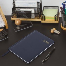 Еженедельник датированный 2026 А5 145х215мм BRAUBERG Select, балакрон, темно-синий, 117181