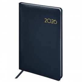 Еженедельник датированный 2026 А5 145х215мм BRAUBERG Select, балакрон, темно-синий, 117181
