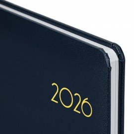 Еженедельник датированный 2026 А5 145х215мм BRAUBERG Select, балакрон, темно-синий, 117181