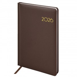 Еженедельник датированный 2026 А5 145х215мм BRAUBERG Select, балакрон, коричневый, 117183