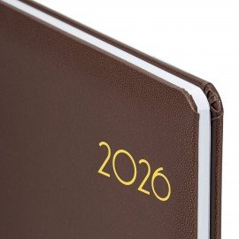 Еженедельник датированный 2026 А5 145х215мм BRAUBERG Select, балакрон, коричневый, 117183